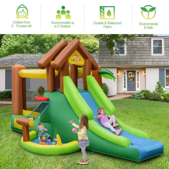 Kids Inflatable Jungle Bounce House Castle with 680W Blower {6}
