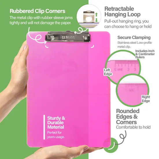 BAZIC Plastic Clipboard Standard Size w/ Low Profile Clip {3}