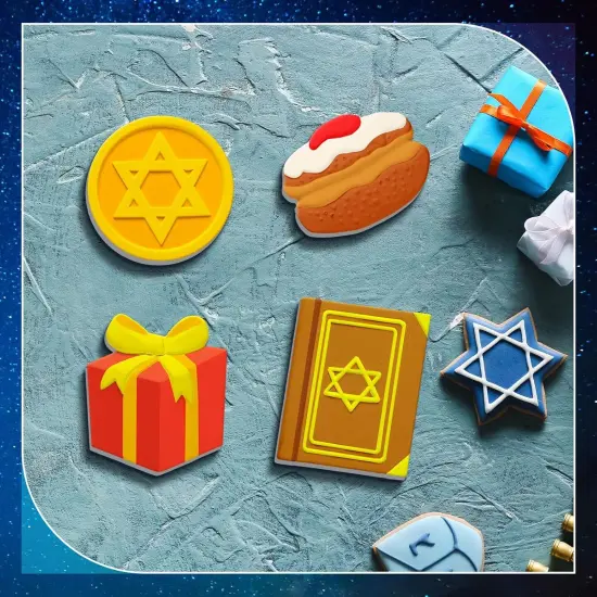 12 Set Purim Crafts Paint Your Own Ceramic Hanukkah Plasters Paint Purim Decoration Gifts DIY Ceramics with Pastel Brush Palette Magnet {5}