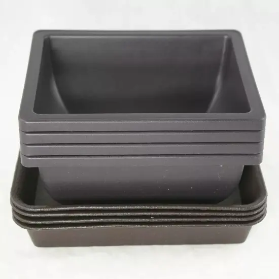 4 Sets Rectangular Plastic Cactus, Bonsai Training Pot + Tray 6.25"x 4.75"x 2" {2}