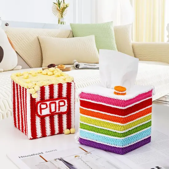 Crochet Kit - Popcorn Tissue Box {5}