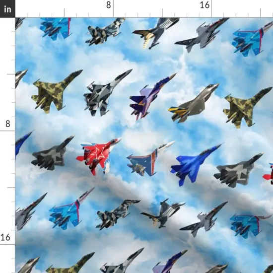 Various Fabrics by the Yard or Fat Quarter Fighters Airplane Planes Collage Fighter Air Boys Custom Printed Fabric by Spoonflower {2}