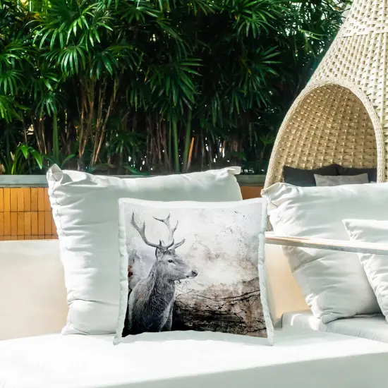 Rustic Deer Abstraction Design by Design Fabrikken Outdoor Printed Pillow  {2}