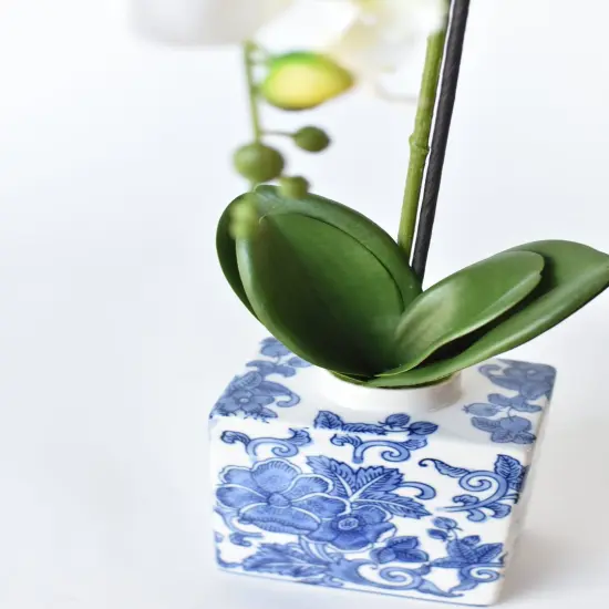 22" Faux Phalaenopsis Orchid in Blue/White Container - 1OR {5}
