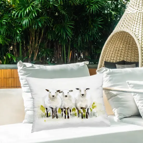 Subtle Sheep Trio Design by Victoria Barnes Outdoor Printed Pillow  {2}