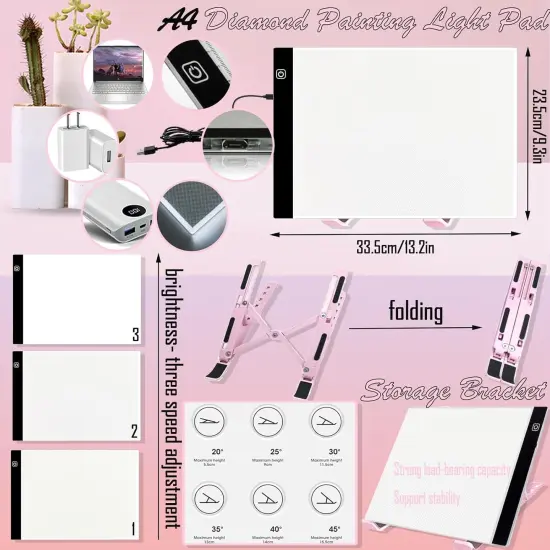 158Pcs Diamond Art Accessories Kit All Inclusive Diamond Painting Tool Set with A4 Diamond Painting Light Pad,Diamond Art Sealer Glue,Diamond Correction,Pens Storage Box for DIY Craft {2}