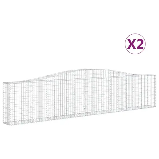 vidaXL Arched Gabion Baskets 2 pcs 157.5"x11.8"x31.5"/39.4" Galvanized Iron {2}