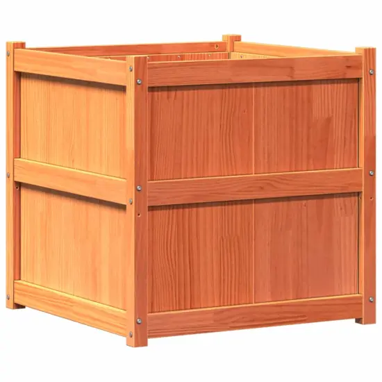 vidaXL Garden Planter Wax Brown 27.6"x27.6"x27.6" Solid Wood Pine {2}