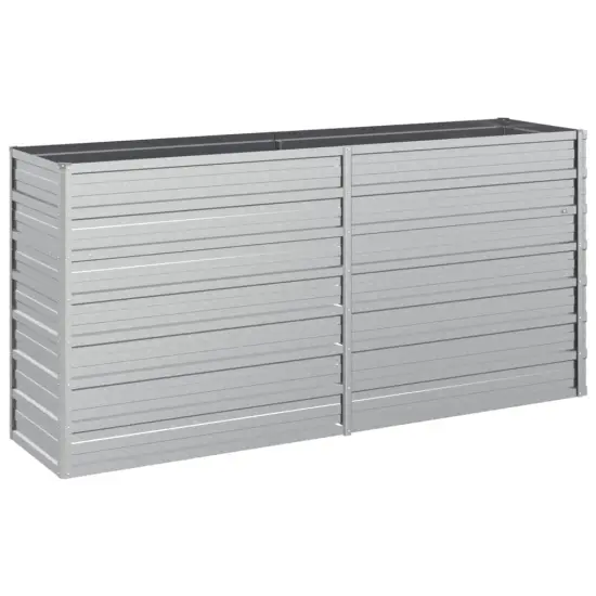 vidaXL Garden Raised Bed 63"x15.7"x30.3" Galvanized Steel Silver {2}