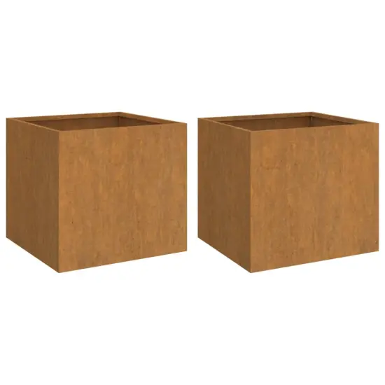 vidaXL Planters 2 pcs 16.5"x15.7"x15.4" Corten Steel {2}