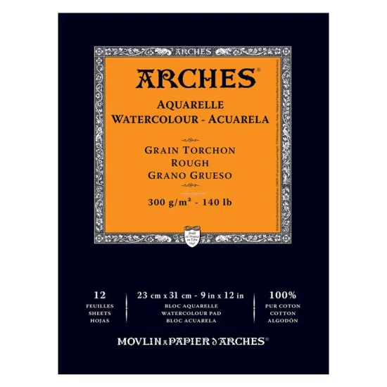 Arches Watercolor Paper 140 lb. Rough 12 Sheet Pad 9x12" {1}