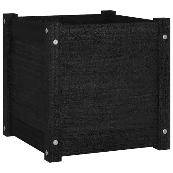 vidaXL Garden Planter Black 15.7"x15.7"x15.7" Solid Wood Pine {2}