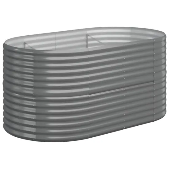 vidaXL Garden Raised Bed Powder-coated Steel 59.8"x31.5"x26.8" Gray {2}