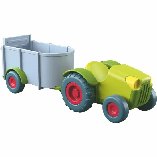HABA Little Friends Tractor and Trailer - 2 Piece Farm Play Set with Movable Hatch Multicolor {1}