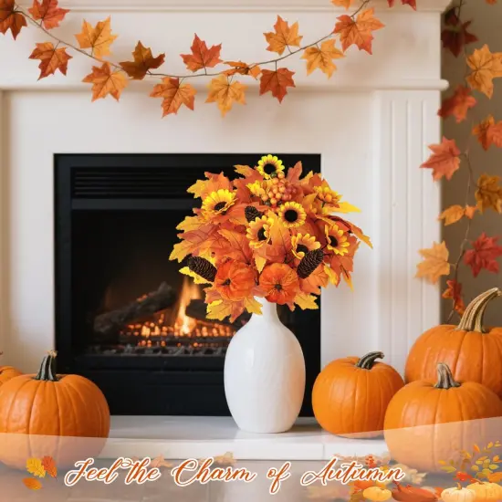 2PCS Fall Artificial Flowers Decoration - Brown {4}