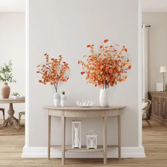 6 Pcs Artificial Fall Eucalyptus Stems {5}