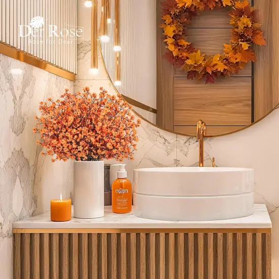 10Pcs Fake Baby Breath Artificial Flowers - Orange {4}