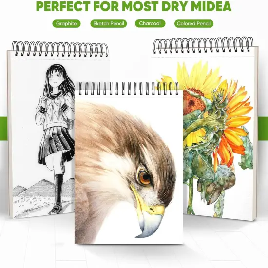 9" x 12" Sketch Book, 1-Pack 100 Sheets Spiral Bound Art Sketchbook, (68lb/100gsm) Acid Free Artist Drawing Book Paper Painting Drawing Writing Sketching Pad for Kids Adult Teens Girls Boys {3}