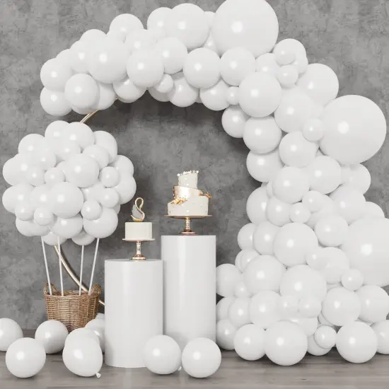 129pcs White Balloons Different Sizes 18 12 10 5 Inch for Garland Arch,Party Latex Balloons for Birthday Party Wedding Anniversary Baby Shower Party Decoration {1}