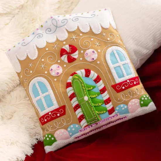 Bucilla Felt Pillow Applique Kit 12"X13.75"-Gingerbread Cottage {3}