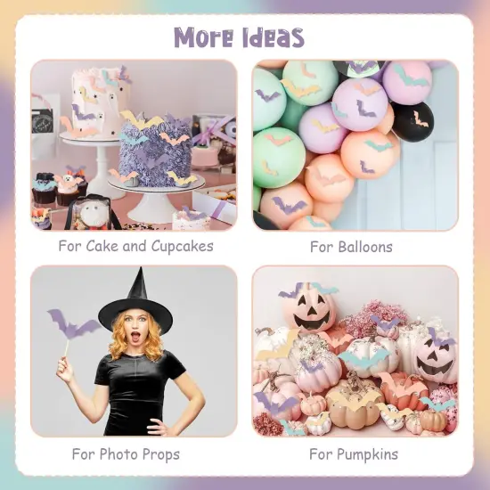 48PCS 3D Halloween Bat Wall Stickers {4}