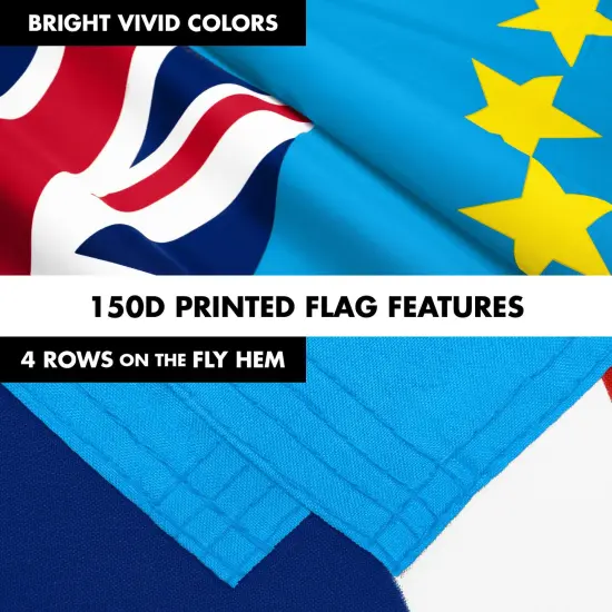 G128 Combo Pack: 6 Ft Tangle Free Aluminum Spinning Flagpole (Black) & Tuvalu Tuvaluan Flag 3x5 Ft, LiteWeave Pro Series Printed 150D Polyester | Pole with Flag Included {5}