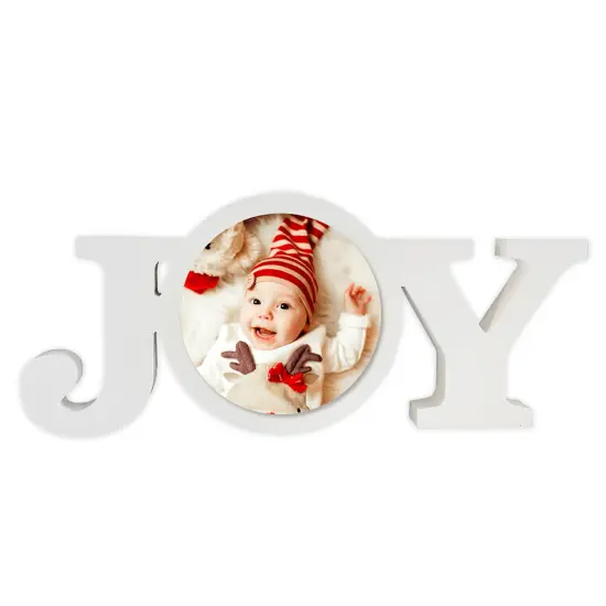 Sublimation Christmas White Coated Wood Word Blocks D&eacute;cor for Holiday&ndash; Sublimation Ready with 3.74&rdquo; Plate- Joy {1}