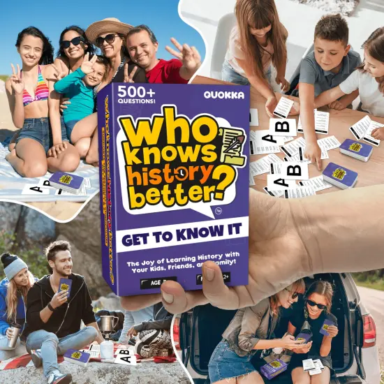 QUOKKA History Trivia Family Game - Card Board Game for Kids Ages 8-12 & Adults - Educational Questions | Easy to Learn | Fast Paced - Fun Learning Quiz for Road Trip {6}