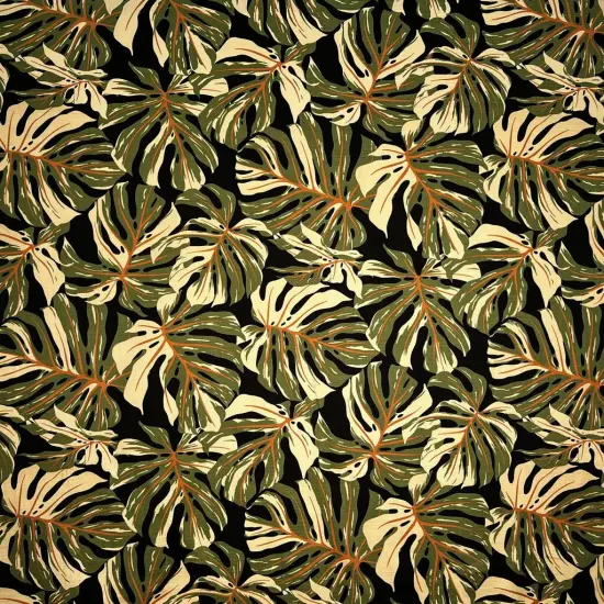 1 Yard All-over Multicolor Monstera Leaves 100% Cotton Fabric Light Barkcloth, 45" Width Brown {2}