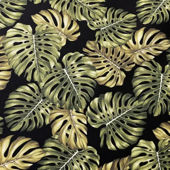 1 Yard Monstera Leaf Upholstery Fabric 1100% Cotton Heavy Barkcloth 36in L x 56in W Black {1}