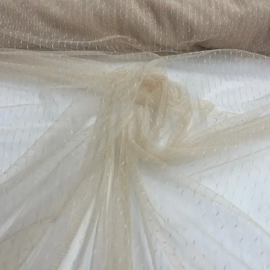 1 Yard 2-Way Stretch Dots Point Net Mesh Fabric 60" Wide for Gowns, Veils & Costumes Ivory {5}