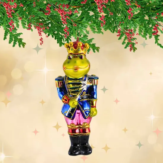 Noble Gems 6.0 Inch Frog Prince Christmas Tree Ornament , Crown Uniform Staff Multicolored {4}