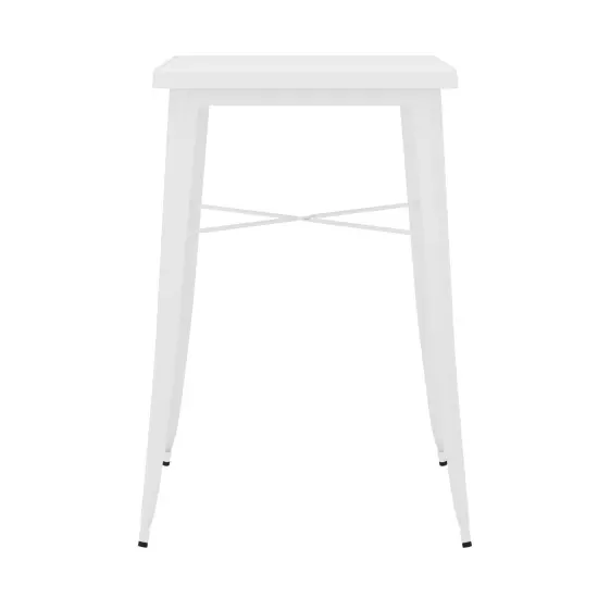 Merrick Lane Retta Patio Dining Table with Metal Frame and Square Top White {6}