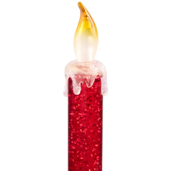 Northlight Glittered LED Flameless Christmas Candle - 9.25" - Red {5}