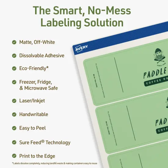 Avery Dissolvable Labels, 2.25" x 7.75" Rectangle {2}