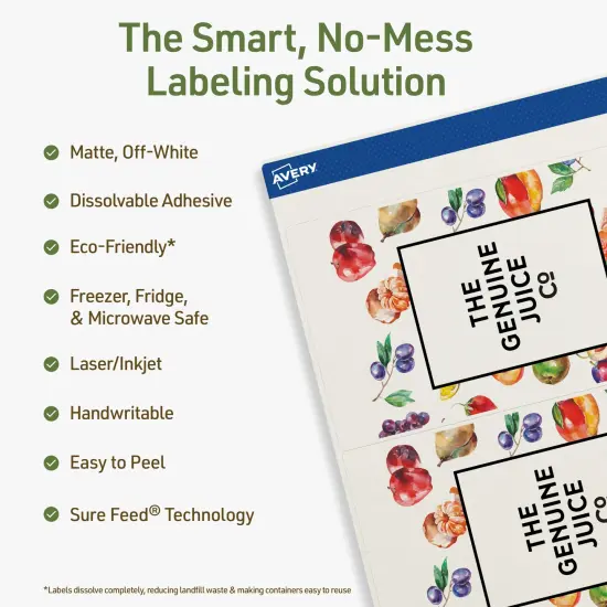 Avery Dissolvable Labels, 3-1/4" x 8-3/8" Rectangle {2}
