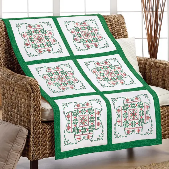 HerrschnersSnowflake Heart Quilt Blocks Stamped Cross-Stitch Multi {1}