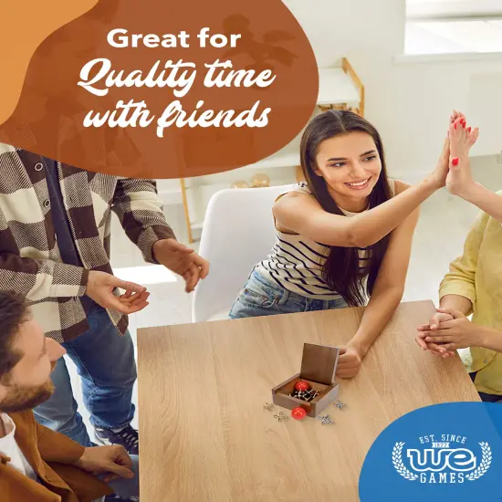 WE Games Old-Fashioned Metal Jacks in a Walnut Stain Wooden Box {4}