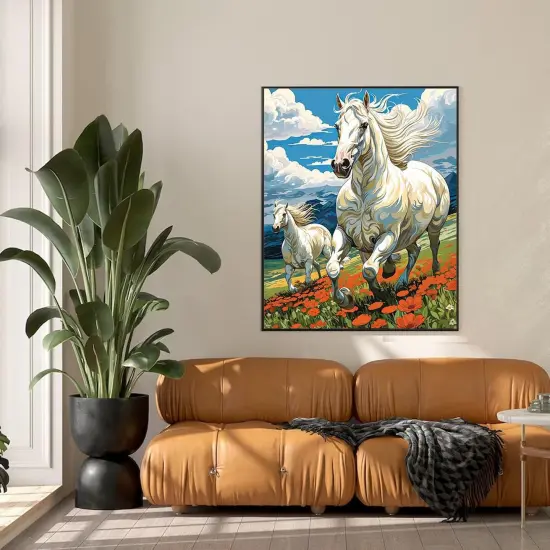 Paint by Numbers Kit for Adults Horse- Horses Adult Paint by Number Kits on Canvas, DIY Acrylic Oil Painting Kits for Wall Decoration {3}