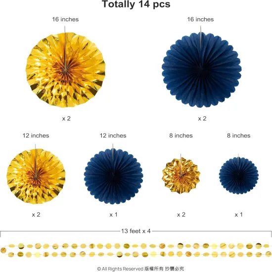 Navy Blue Gold Party Decorations Paper {3}