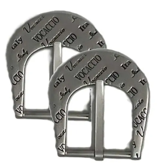 Engraved Pearl Silver Prong Belt Buckle 1.25 Inche Black Ink Detail {1}