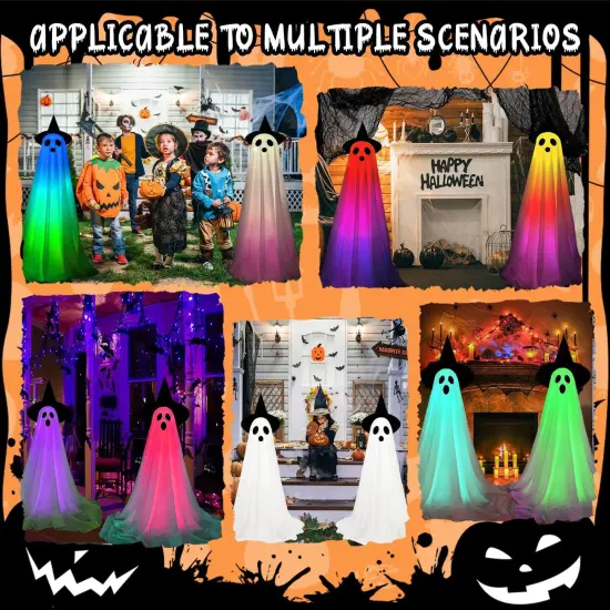 Spooky Ghost with Remote Control Colorful String Lights {5}