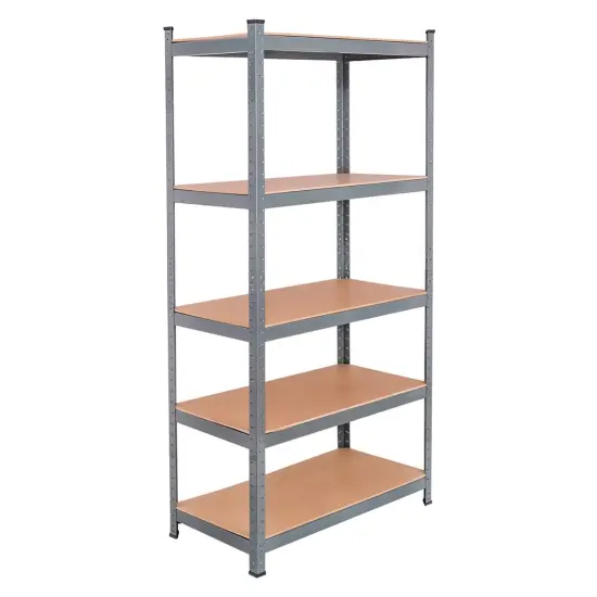 5 Tier Garage Storage Shelf Heavy Duty Steel Rack with Adjustable MDF Shelves for Home and Shop Silver {10}