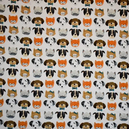 Brown-Multi Rayon Modal Dogs and Cats Printed Stretch Spandex Jersey Knit Fabric By the Yard {3}