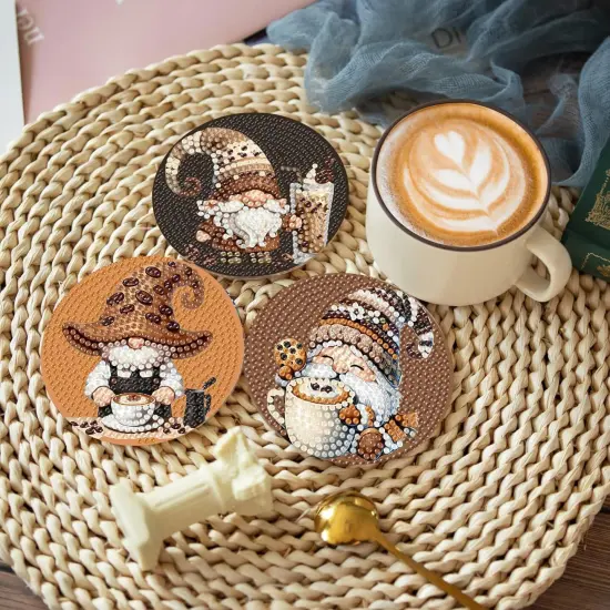 Gnome Coffee Diamond Painting Coasters Kits for Adults {3}