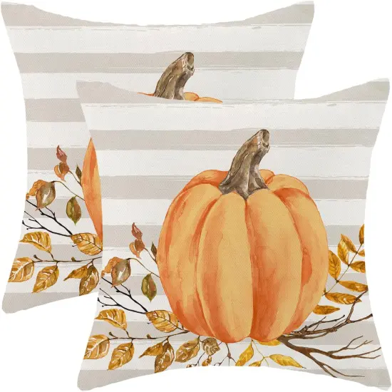 Set of 2 Fall Pillow Covers 18x18 Inch(Pumpkin) {1}