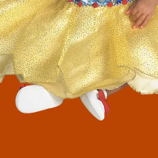 Girl's Snow White Costume Infant Dress Gold Sparkle Puff Sleeves {3}