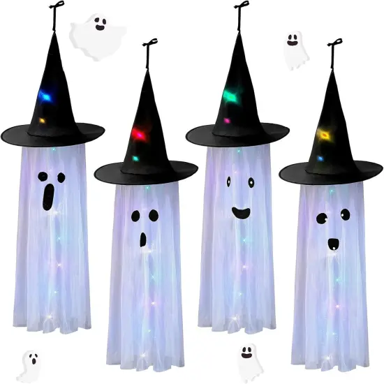 40 Inch Halloween Ghost Light Up Hanging Decor Cute Flying Ghost Party {1}