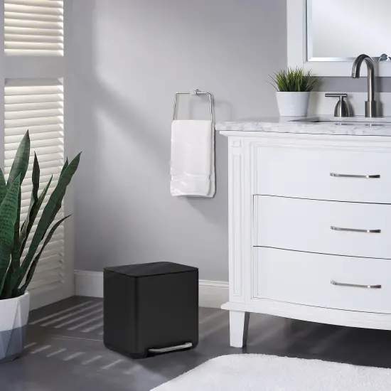 6 Liter(1.58 Gallon) Small Trash Can with Plastic Inner Buckets Black {5}