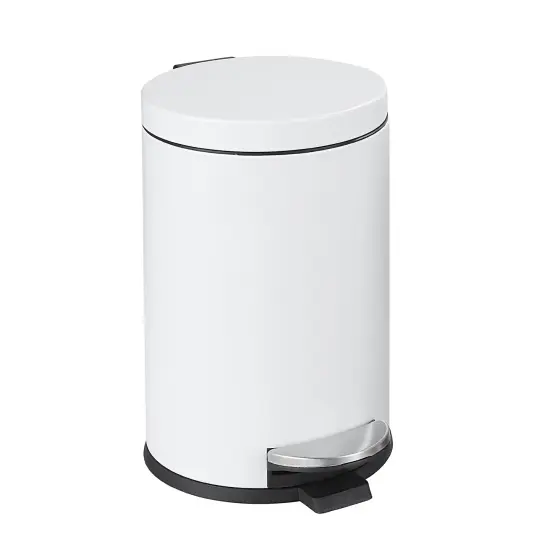 4.5 Liter(1.2 Gallon) Small Round Trash Can with Plastic Inner Bucket White {1}